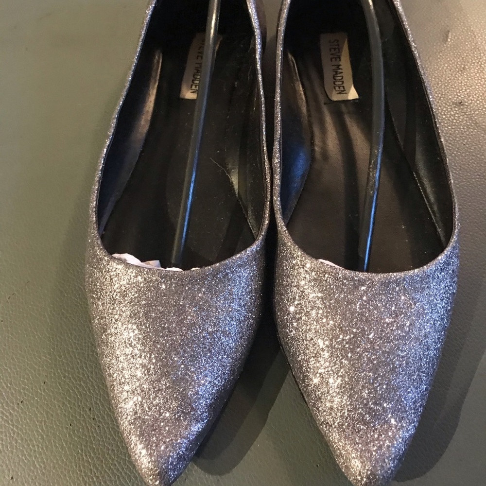 Steve Madden Silver glitter flats